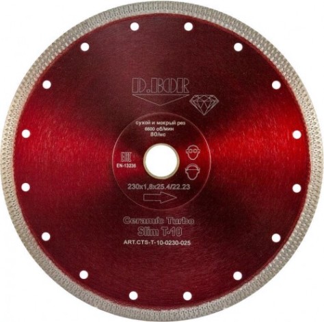 Алмазный диск для резки керамики и гранита D.BOR Ceramic Turbo Slim T-10 300х25,4 мм [D-CTS-T-10-0300-030]